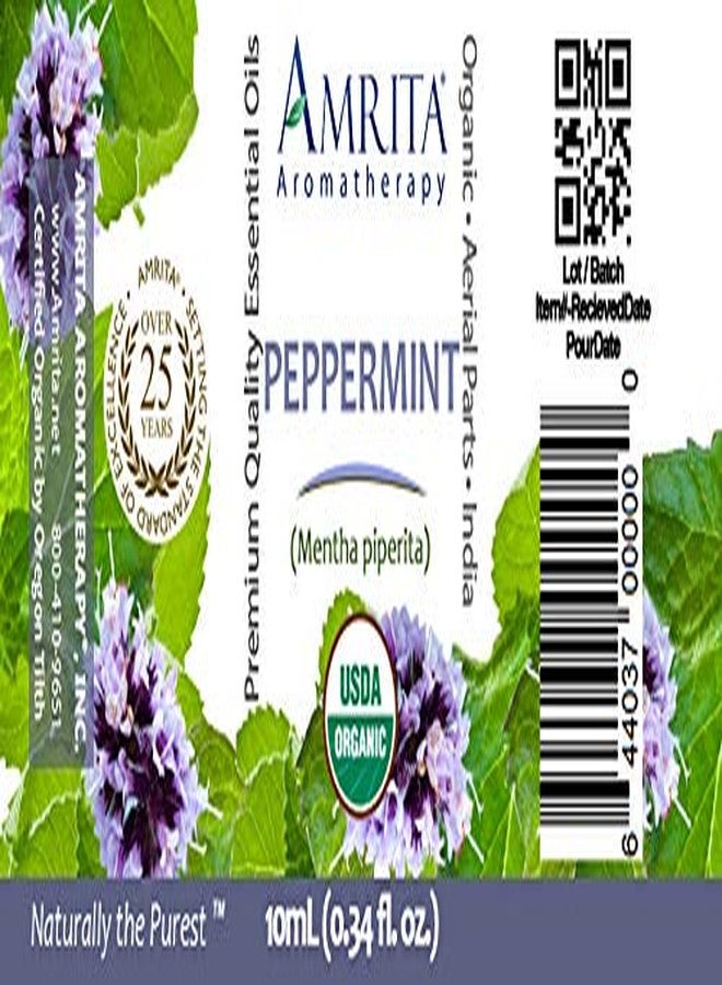أمريتا اروماثيرابي زيت النعناع العضوي العطري من أمريتا للعلاج العطري، نقي 100%، غير مخفف، من النعناع الفلفلي، درجة علاجية، زيت عطري عالي الجودة، تم اختباره والتحقق منه، 10 مل - Image 3
